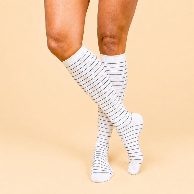 Knee-High White Striped