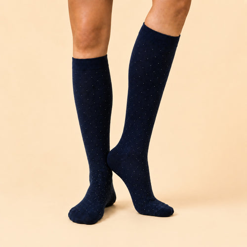 Knee-High Midnight Blue Dots