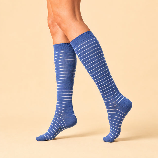 Knee-High Midnight Blue Striped